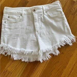 White Frayed Hem Women's Shorts
